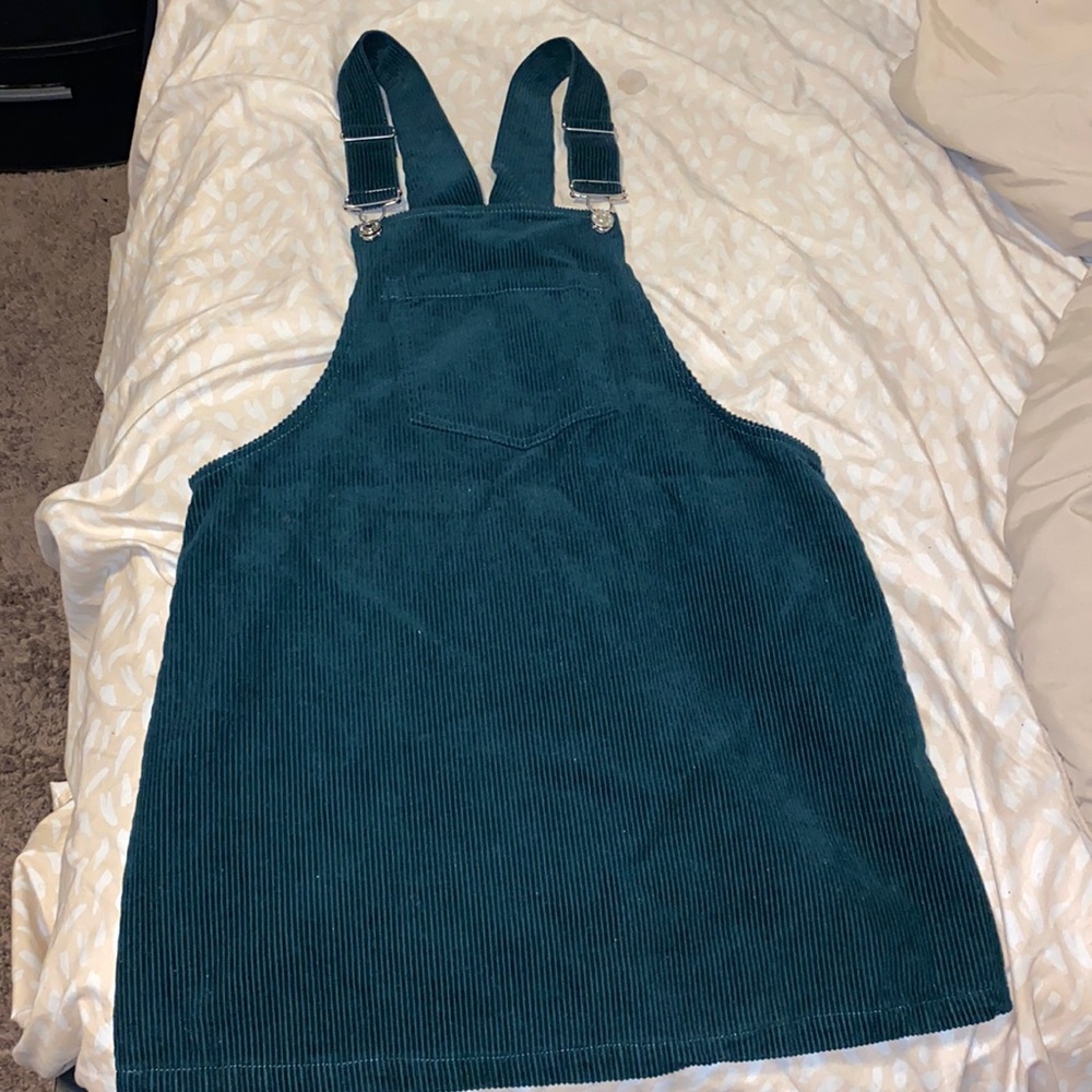 Suede Dark Green Overall Dress